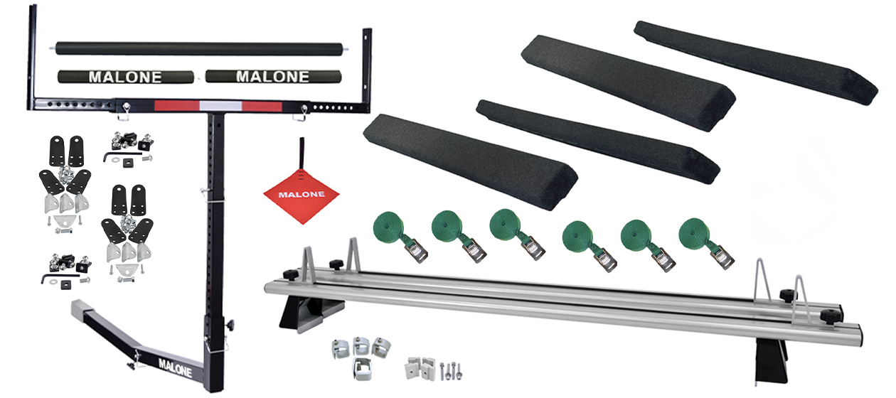 CrossBed™ Truck Cross Rail System with Two 72" Bunk Kits, Axis™ Bed Extender and Axis™ 60" Load Roller for Two Heavy Fishing Kayaks